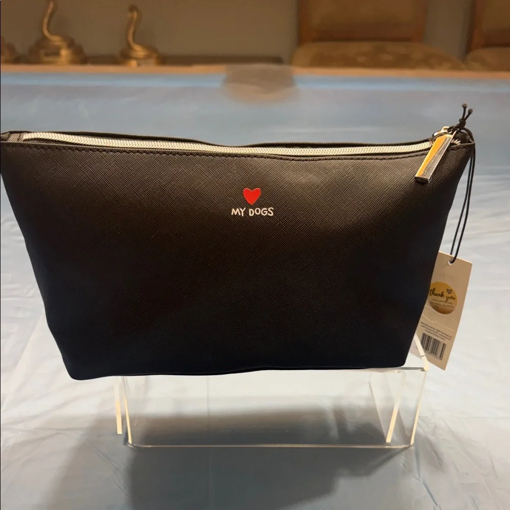 Marc Tetro. Black Cosmetic Bag with Dog Print - Picture 2 of 4